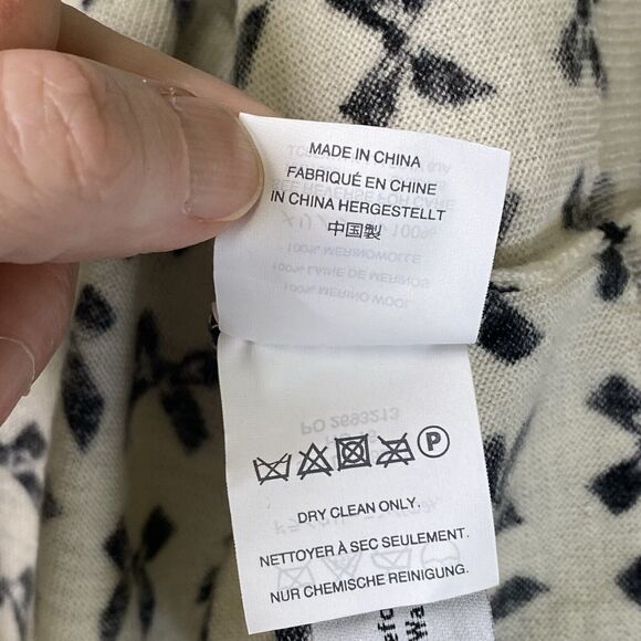 J Crew Classic Merino Wool Shell Top Cream Black Womens Med Bowtie Print *Flaw - Picture 12 of 12